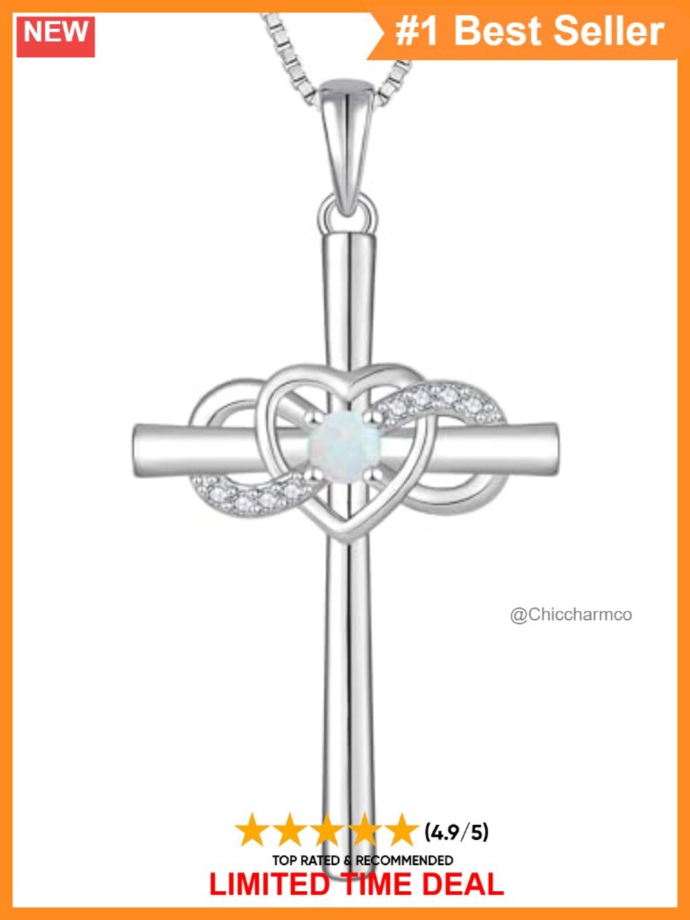 Sterling Silver Cross Necklace Created Opal Pendant 18+2" Box Chain